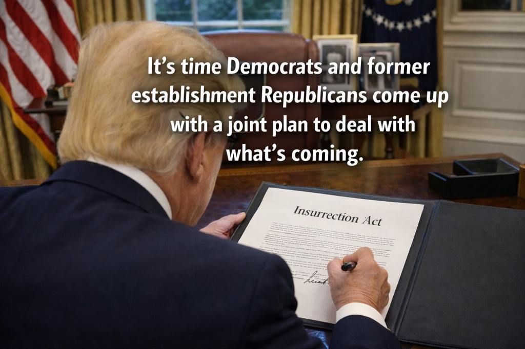 It’s time Democrats and former establishment Republicans come up with a joint plan to deal with what’s&nbsp;coming.
